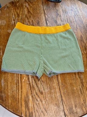 Dolan Green Knit Shorts with Yellow Waistband